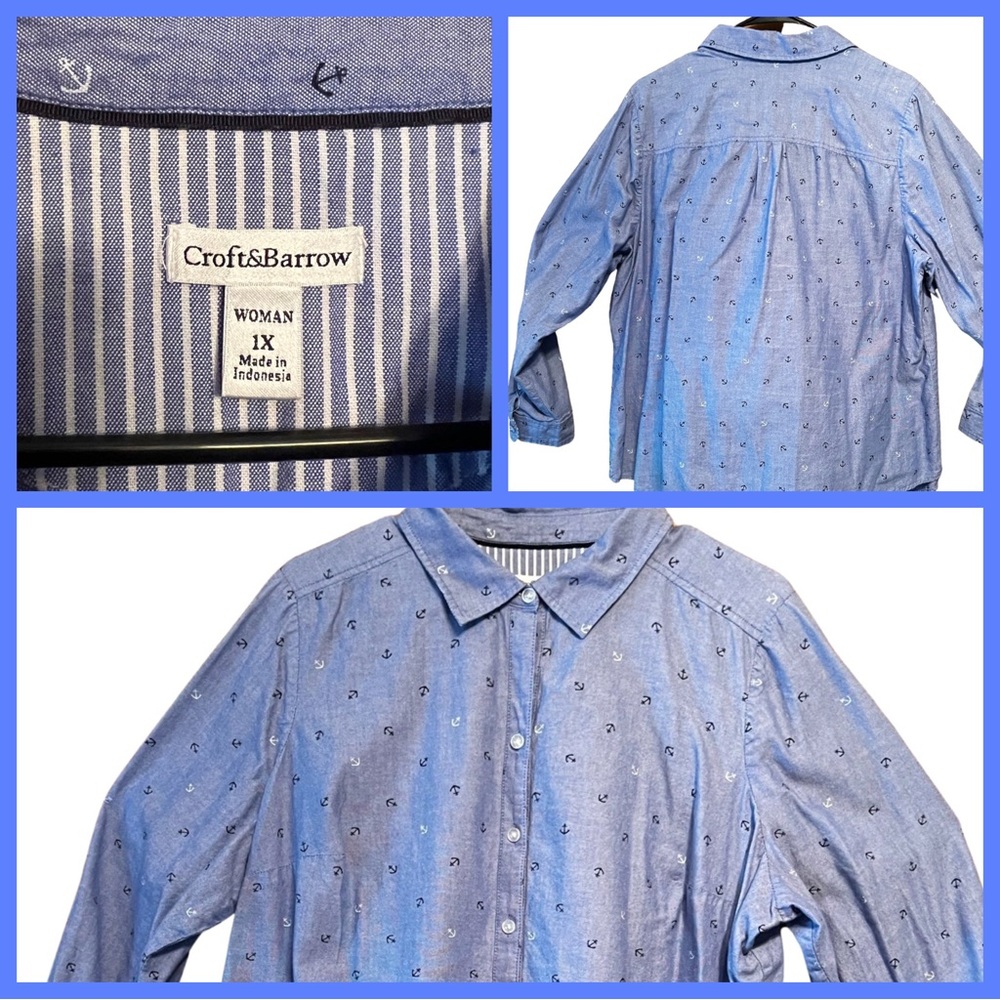 Croft&Barrow Woman’s Nautical Anchor blouse SZ XL